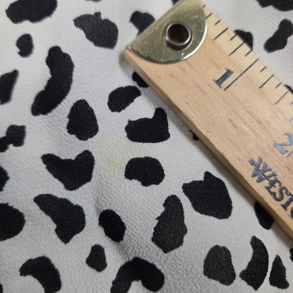 Reformation Elle Mini Dress Black White Ocelot Animal Print Smocked Puff Sleeves - Picture 9 of 14